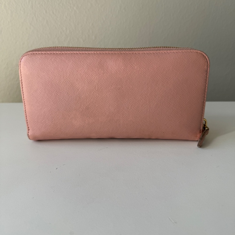 PRADA saffiano Fiocco wallet zip, zippy saffiano Leather Ribbon Pink Orchidea - Picture 3 of 5